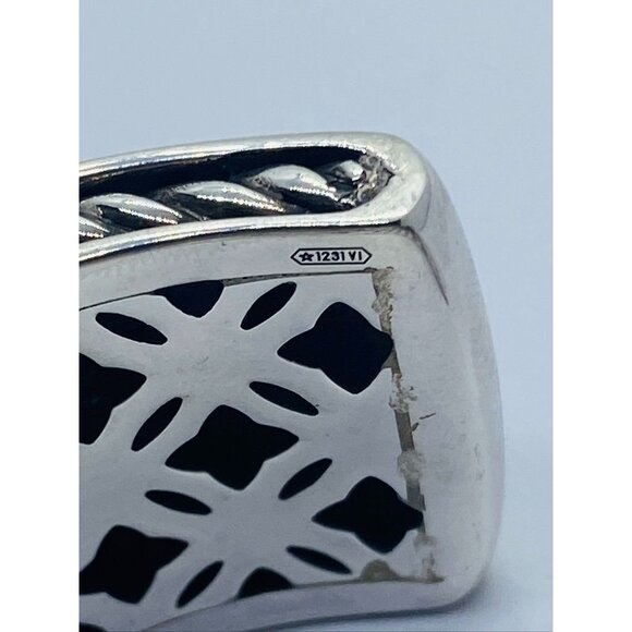 DAVID YURMAN SILVER 925 & 18K GOLD ALBION WHITE AGATE 25MM Wide - Picture 4 of 16